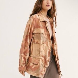 Free People Lead the Way Camo Utility Jacket in Taupe Sz M